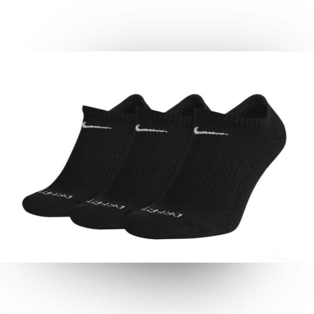 Nike Everyday Plus Black Socks Dri-Fit Men 8-12 3 Pack